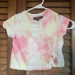 NWT 4T For all mankind t-shirt. Tie-dye pink, peach, cream. Ties at the waist.